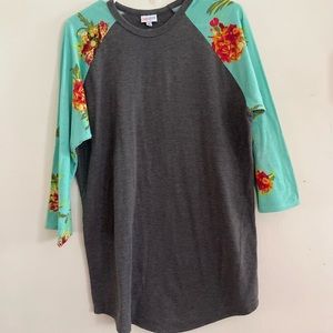 Lula Roe Floral Baseball Tee size XL